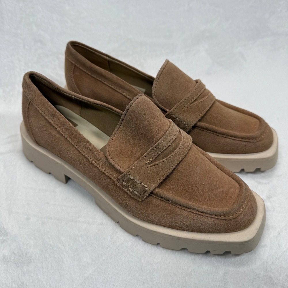 Dolce Vita Suede Loafers Lug Sole Square Toe Slip On Shoes Comfort Casual
